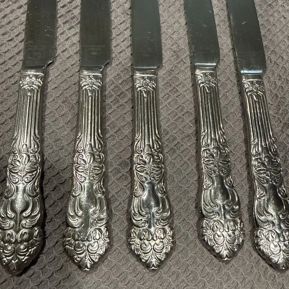 Reed & Barton Renaissance stainless steel steak knives X5